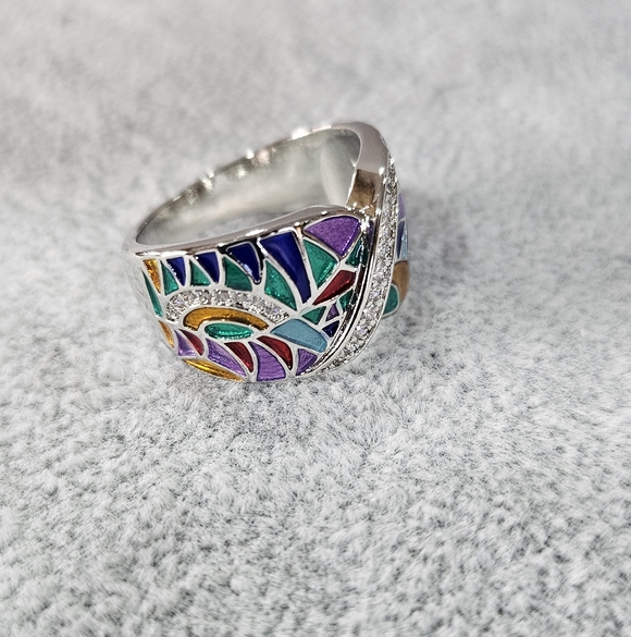 Hip Hop Multicolored Wide Ring - Picture 4 of 6
